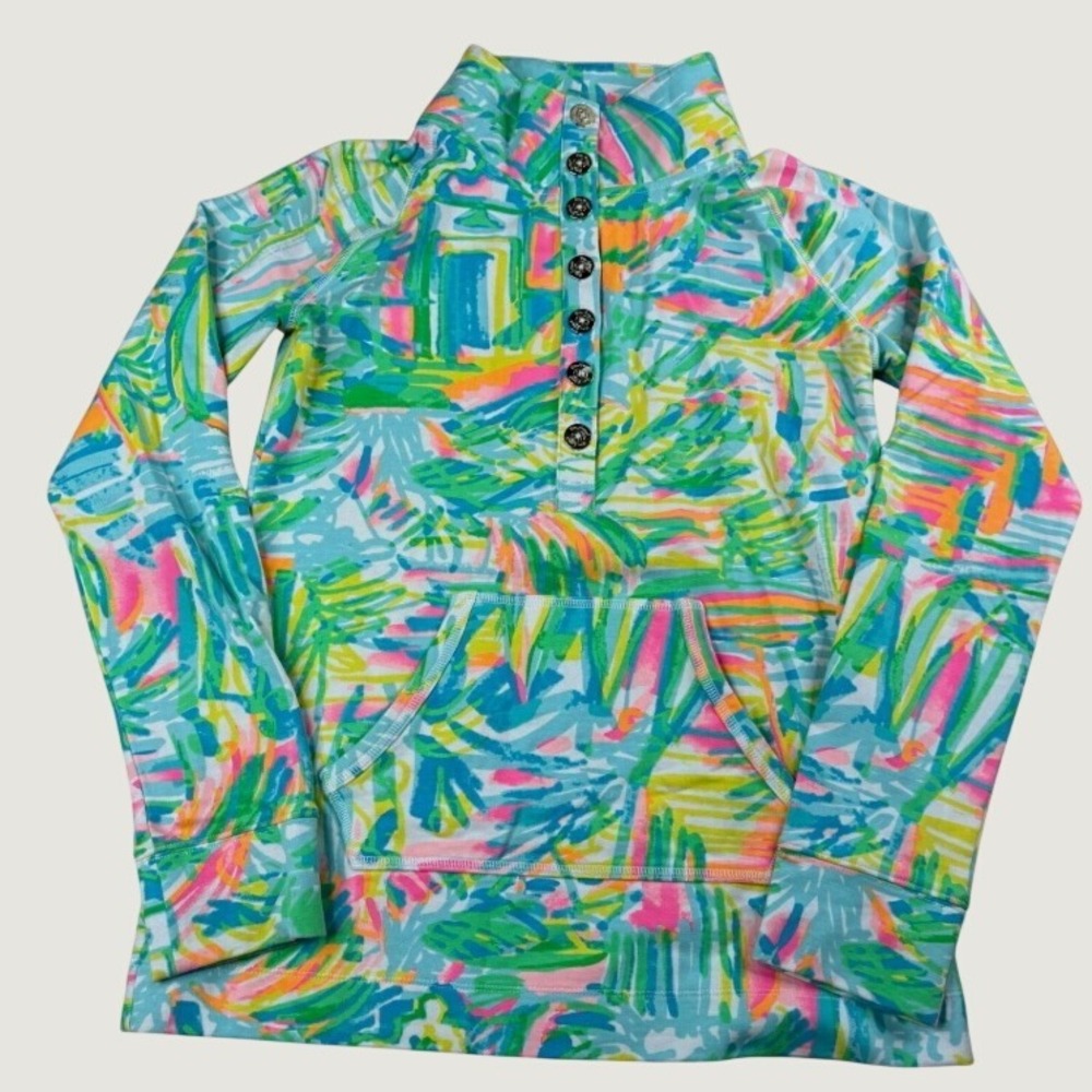 Lilly Pulitzer Skipper Popover Women's XS Multi-Color Abstract Print Pullover